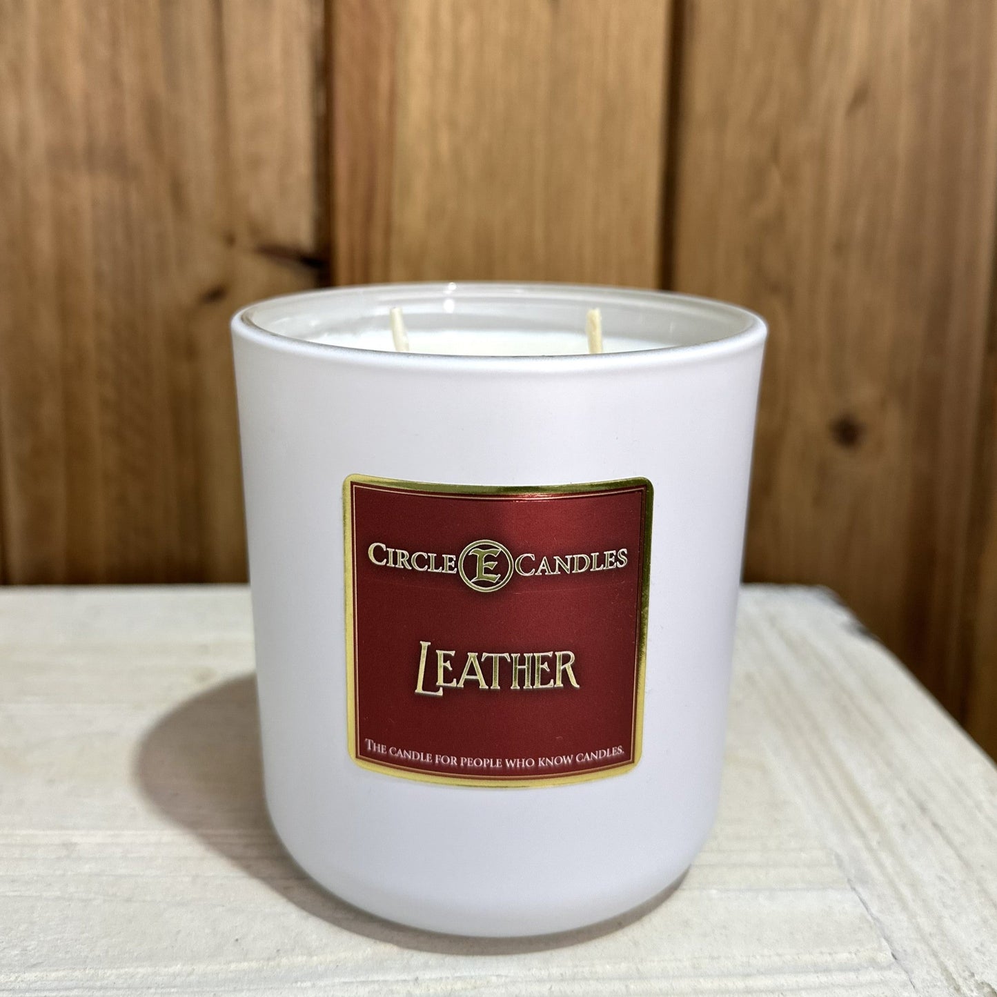 Leather Circle E Candle