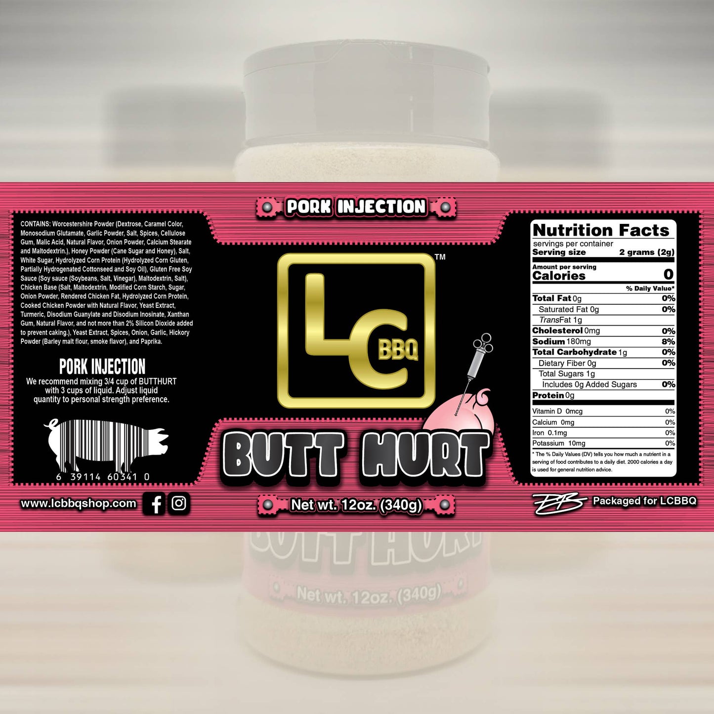 ButtHurt - Competition Pork Injection - 12 oz Shaker