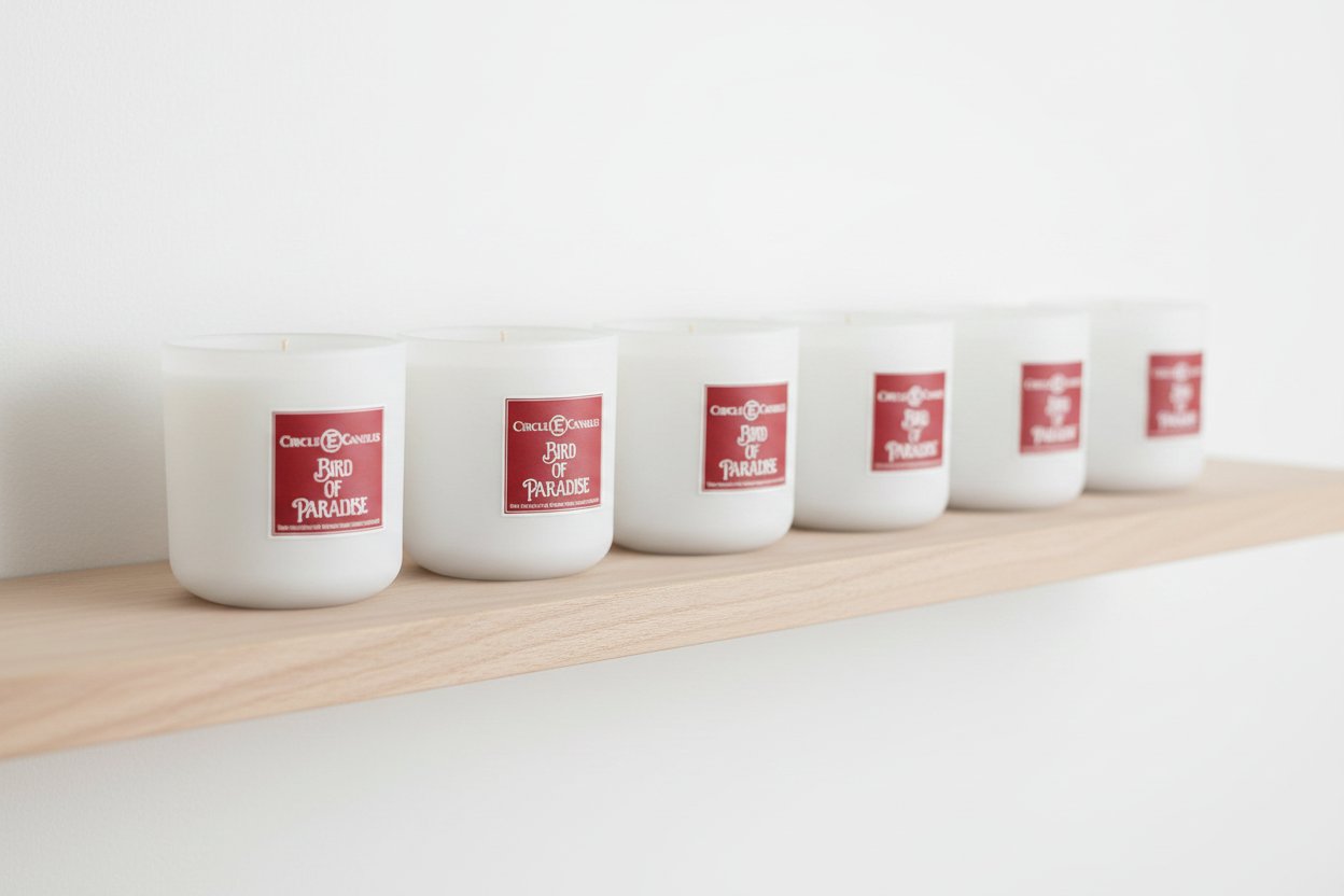 Bird of Paradise Candles on Shelf